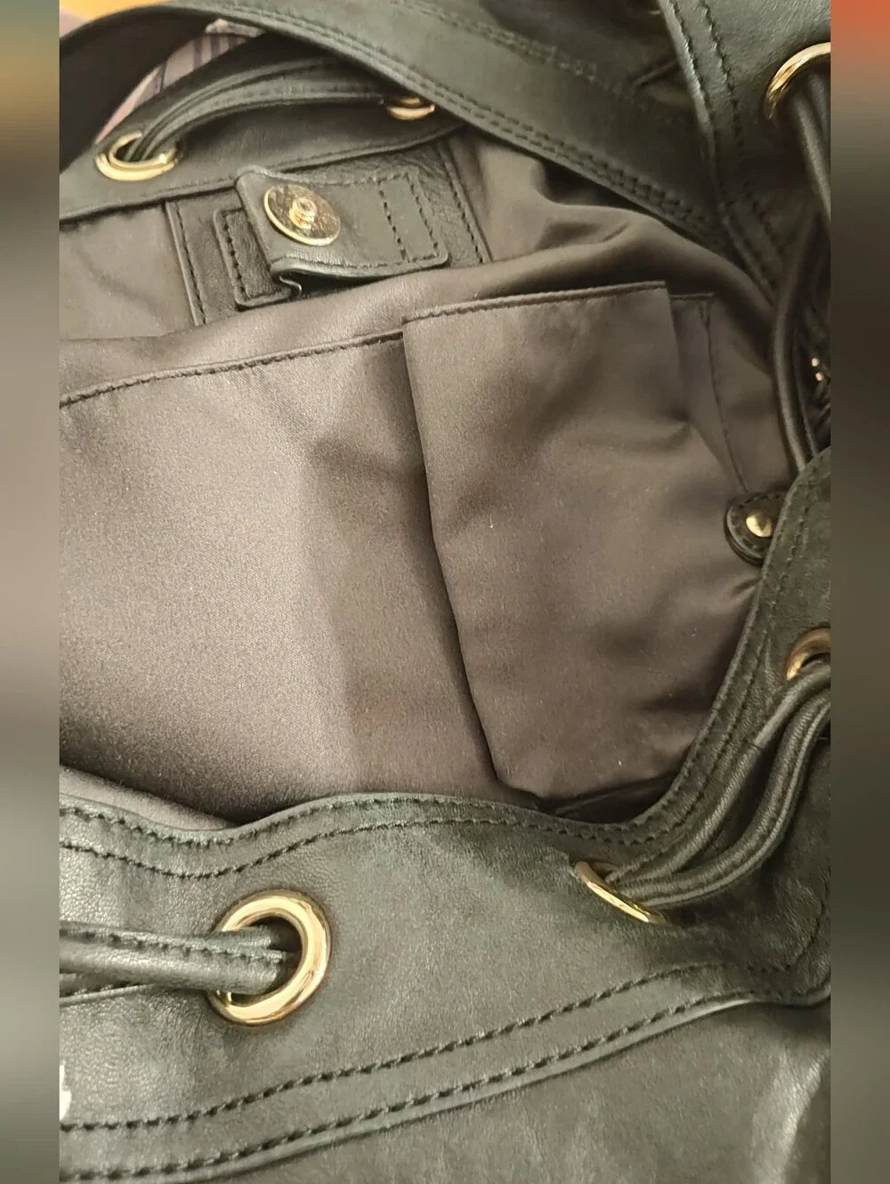 Nearly New Black Leather Juicy Couture Hobo Bag
